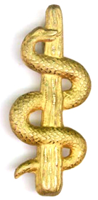 &Auml;skulap vom Schulterst&uuml;ck des Arztes der Wehrmacht Dr. med. H., welcher das hier gezeigte Mikroskop im Zweiten Weltkrieg einsetzte