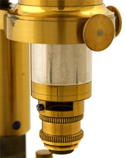 Petrografisches Mikroskop nach Fuess - Rosenbusch, R. Fuess Berlin um 1880: Schieber f&uuml;r Verz&ouml;gerungspl&auml;ttchen