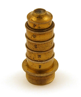 S. Pl&ouml;ssl in Wien: Taschenmikroskop um 1835 - Objektiv