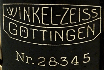 Winkel-Zeiss Stativ M VI nach W&uuml;lfing, Nr. 28345: Signatur