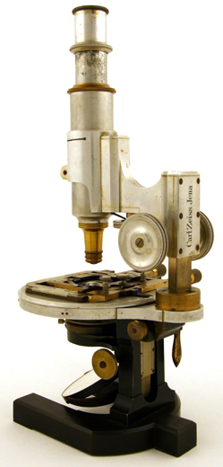 Mikroskop Carl Zeiss Jena Nr. 14161, Vorserienmodell Stativ IIa aus Aluminium