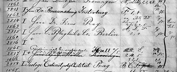 Fotografie eines Ausschnitts der Seite 137 des Auslieferungsbuchs der Firma Carl Zeiss Jena f&uuml;r zusammengesetzte Mikroskope