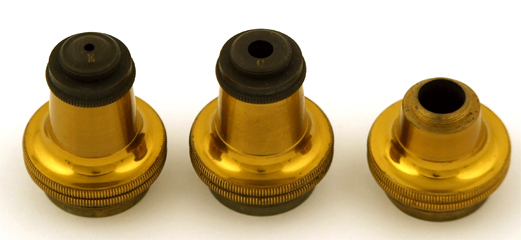 Mikroskop Carl Zeiss Jena Nr. 8366: Trichterst&uuml;cke der Objektive mit Dunkelfeldblenden