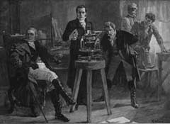 Fraunhofer erkl&auml;rt seinen Fraunden den Spektrometer