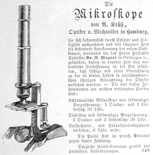Werbung der Fa. Kr&uuml;ss in: "&Uuml;ber Land und Meer", 1861