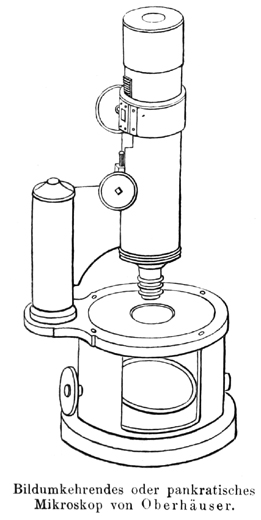 Gro&szlig;es pankratisches Trommelmikroskop von Oberhaeuser; Abb. aus: P. Harting: Das Mikroskop, Friedrich Vieweg und Sohn, Braunschweig 1866