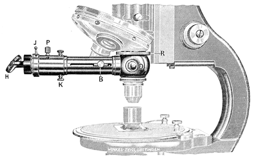 Vertikalilluminator. Abb. aus: R.Winkel G.m.b.H. Optische und mechanische Werkst&auml;tten G&ouml;ttingen - Winkel-Zeiss: Polarisations-Mikroskope und Nebenapparate; Druckschrift Nr. 50; G&ouml;ttingen Januar 1941